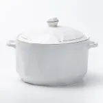 Супница 2.2 литра керамическая кастрюля бульонница 20 см с крышкой и ручками для дома и ресторана белая (HP1051)