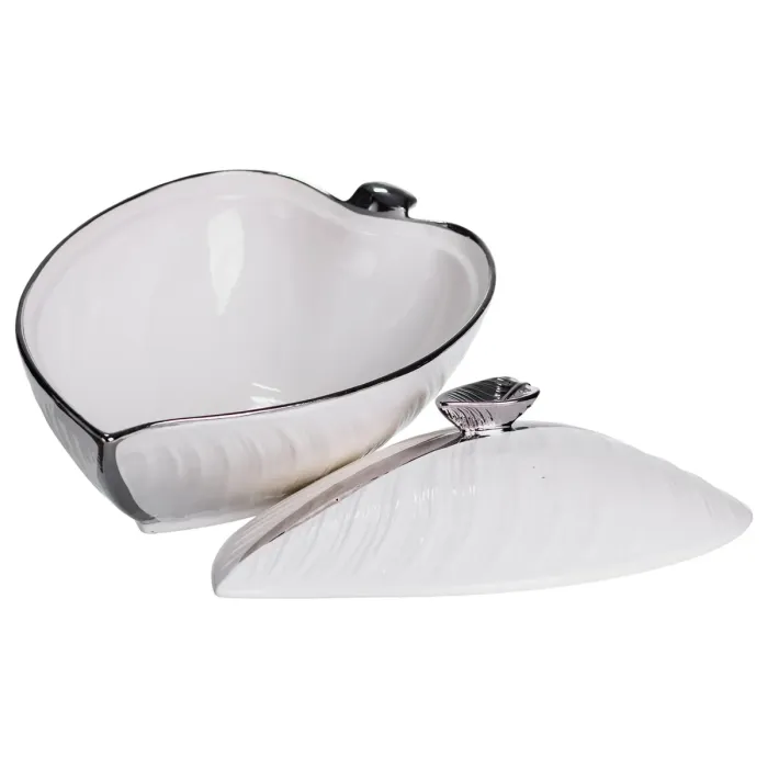 Супниця 800 (мл) порцелянова 32×21×16 (см) з кришкою Білий з сріблом XL-4054AS (XL-4054AS) - зображення 2