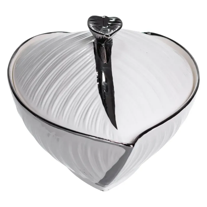 Супниця 800 (мл) порцелянова 32×21×16 (см) з кришкою Білий з сріблом XL-4054AS (XL-4054AS) - зображення 3