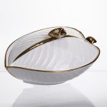 Супниця 800 (мл) порцелянова 32×21×16 (см) з кришкою Біла з золотом XL-4054AG (XL-4054AG)