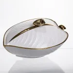 Супниця 800 (мл) порцелянова 32×21×16 (см) з кришкою Біла з золотом XL-4054AG (XL-4054AG)