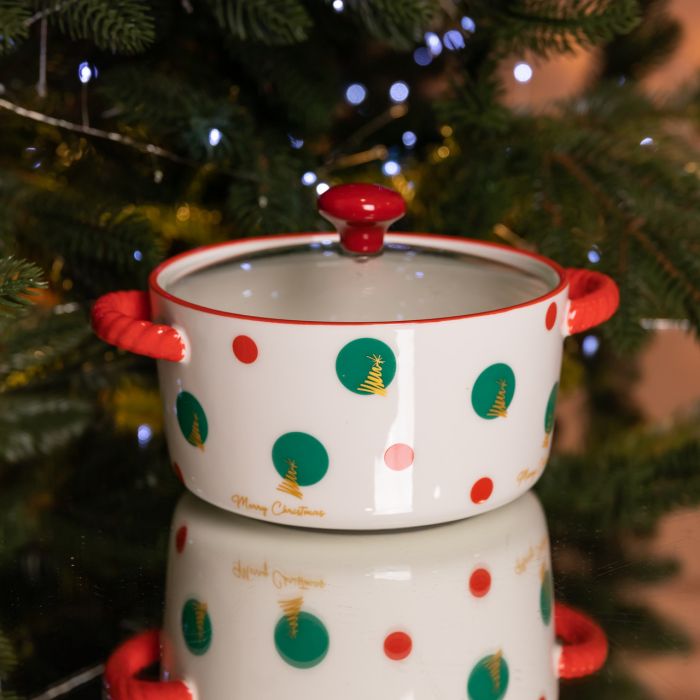 Супниця порцелянова Christmas Tree новорічна  800 (мл) з кришкою Yiwu FM-CS-9D (FM-CS-9D) - зображення 1