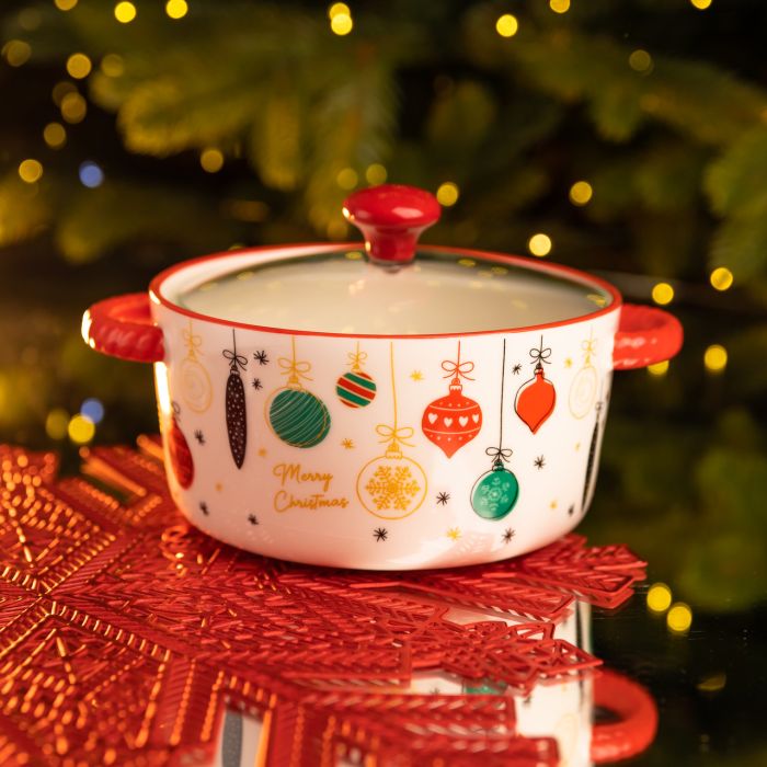 Супниця порцелянова Merry Christmas новорічна  800 (мл) з кришкою Yiwu FM-CS-9B (FM-CS-9B) - изображение 2