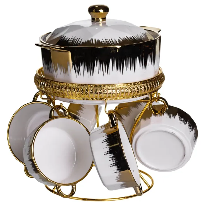 Суповий сервіз на 6 персон супниця 2 (л) на підставці з бульйонницями 300 (мл) тарілки для супу ML-T35 (ML-T35) - зображення 1