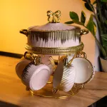 Суповий сервіз на 6 персон супниця 2 (л) на підставці з бульйонницями 400 (мл) тарілки для супу Рожевий з золотом FM-A23-5 (FM-A23-5)