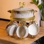 Суповий сервіз на 6 персон супниця 2 (л) на підставці з бульйонницями 400 (мл) тарілки для супу Сірий з золотом FM-A23-6 (FM-A23-6)