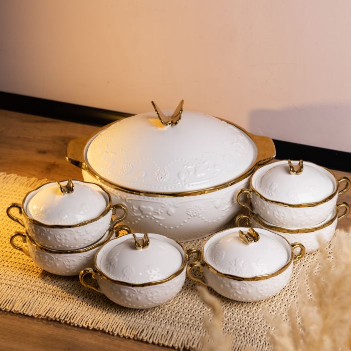 Суповий сервіз на 6 осіб супниця 3 (л) з бульйонницями 300 (мл) тарілки для супу SPW-16 (SPW-16) - зображення 1