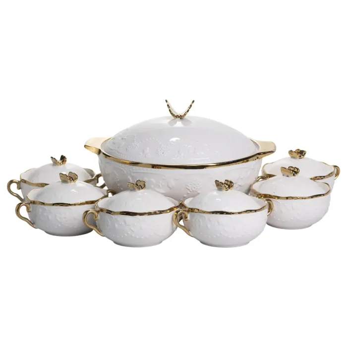 Суповий сервіз на 6 осіб супниця 3 (л) з бульйонницями 300 (мл) тарілки для супу SPW-16 (SPW-16) - зображення 2