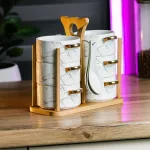 Суповий сервіз набір бульйонниць 6 штук по 300 мл з ложками на дерев'яній підставці тарілки для супу кераміка (HP1229)