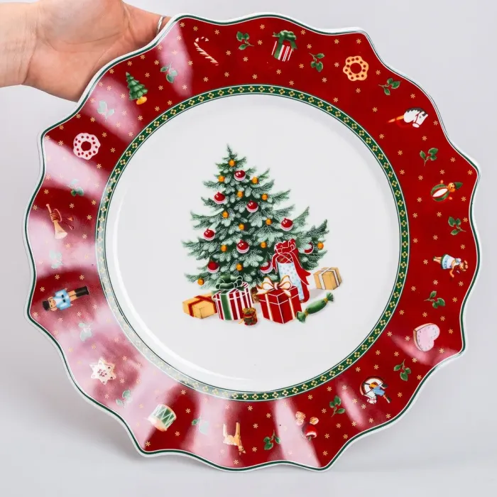 Тарілка для закусок Ø 33.5 см новорічна для сервірування (HP-SD-7) - зображення 2