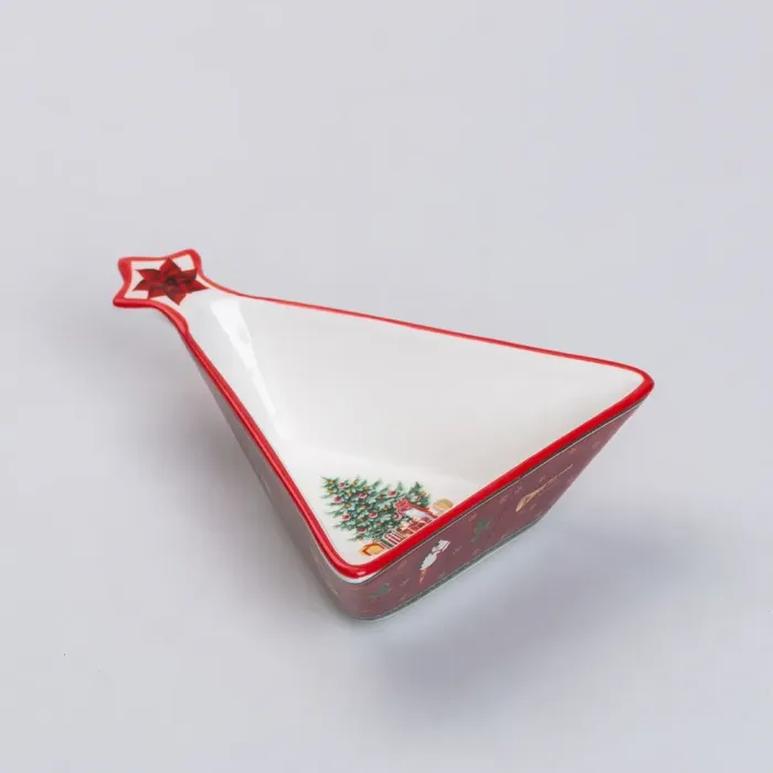Тарілка для закусок у формі ялинки 14.5×12 см новорічна для сервірування (HP-SD-3) - зображення 6