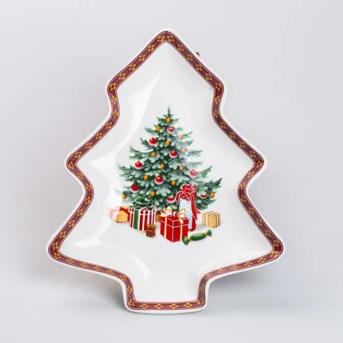 Тарілка для закусок у формі ялинки 25.5×21 см новорічна для сервірування (HP-SD-1) - зображення 2