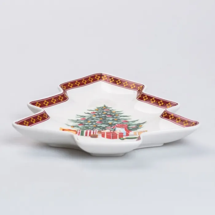 Тарілка для закусок у формі ялинки 25.5×21 см новорічна для сервірування (HP-SD-1) - зображення 3