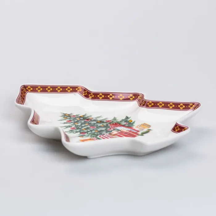 Тарілка для закусок у формі ялинки 25.5×21 см новорічна для сервірування (HP-SD-1) - зображення 4