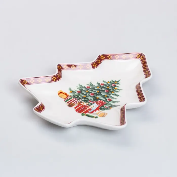 Тарілка для закусок у формі ялинки 25.5×21 см новорічна для сервірування (HP-SD-1) - зображення 5