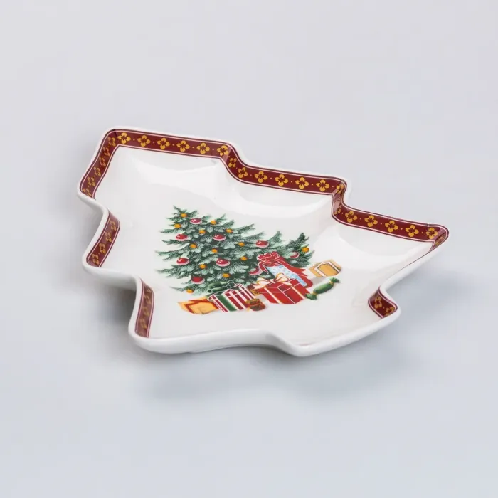 Тарілка для закусок у формі ялинки 25.5×21 см новорічна для сервірування (HP-SD-1) - зображення 6