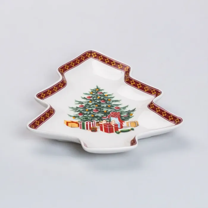 Тарілка для закусок у формі ялинки 25.5×21 см новорічна для сервірування (HP-SD-1) - зображення 7