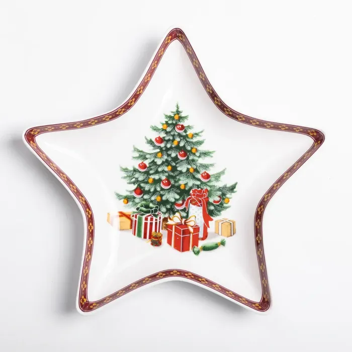 Тарілка для закусок у формі зірки 25×21 см новорічна для сервірування (HP-SD-2) - зображення 1