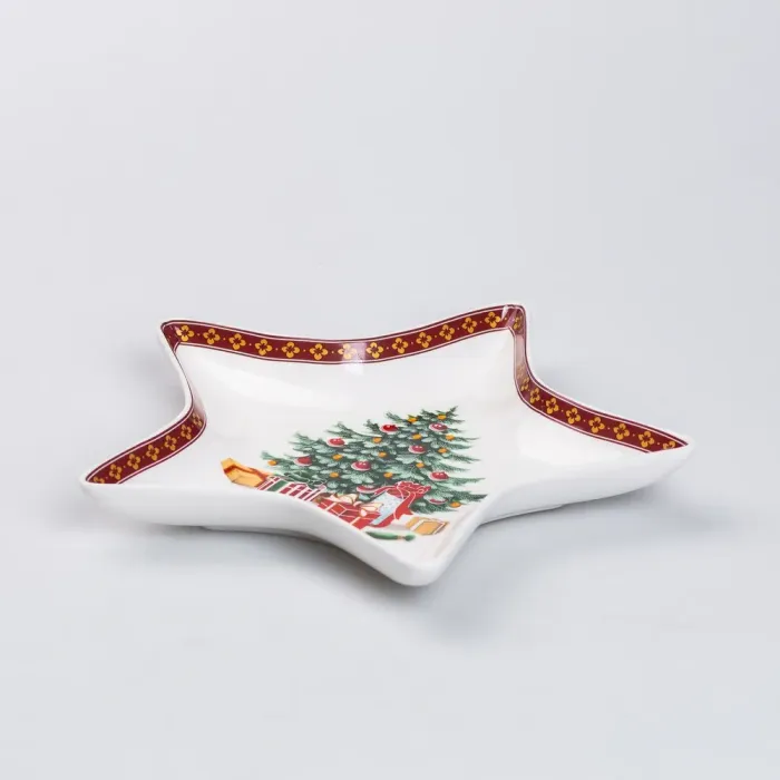 Тарілка для закусок у формі зірки 25×21 см новорічна для сервірування (HP-SD-2) - зображення 2
