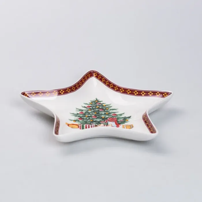 Тарілка для закусок у формі зірки 25×21 см новорічна для сервірування (HP-SD-2) - зображення 3