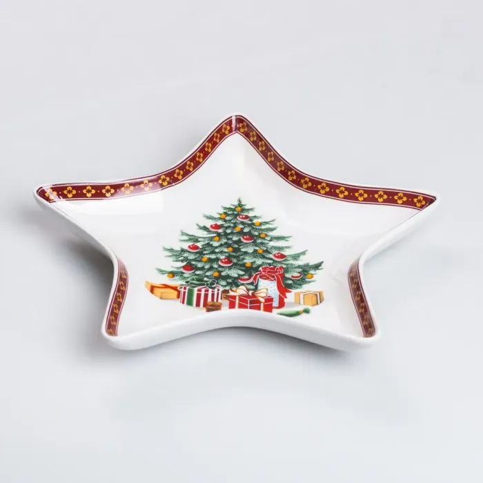 Тарілка для закусок у формі зірки 25×21 см новорічна для сервірування (HP-SD-2) - зображення 4