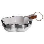 Тарілка порцелянова глибока з ручкою Квітка 24×16×4 (см) блюдо сервірувальне з ручкою для подачі тарілка сковорода Срібло ZJH-13-3 (ZJH-13-3)