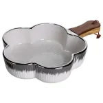 Тарілка порцелянова глибока з ручкою Квітка 27×20×5 (см) блюдо сервірувальне з ручкою для подачі тарілка сковорода Срібло ZJH-13-4 (ZJH-13-4)