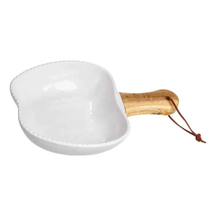 Тарілка порцелянова глибока з ручкою Яблуко 23×16×4 (см) блюдо сервірувальне з ручкою для подачі тарілка сковорода Білий ZJH-15-5 (ZJH-15-5) - зображення 1