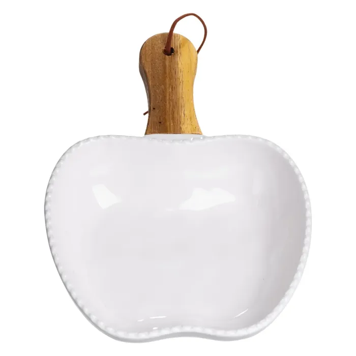 Тарілка порцелянова глибока з ручкою Яблуко 23×16×4 (см) блюдо сервірувальне з ручкою для подачі тарілка сковорода Білий ZJH-15-5 (ZJH-15-5) - зображення 2