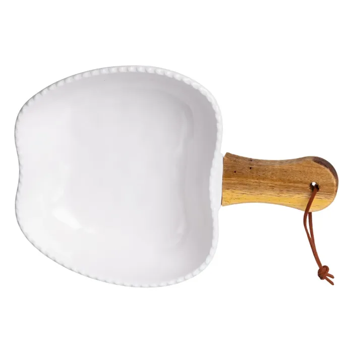 Тарілка порцелянова глибока з ручкою Яблуко 23×16×4 (см) блюдо сервірувальне з ручкою для подачі тарілка сковорода Білий ZJH-15-5 (ZJH-15-5) - зображення 3