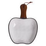 Тарілка порцелянова глибока з ручкою Яблуко 23×16×4 (см) блюдо сервірувальне з ручкою для подачі тарілка сковорода Срібло ZJH-15-1 (ZJH-15-1)