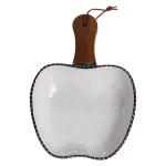 Тарілка порцелянова глибока з ручкою Яблуко 23×16×4 (см) блюдо сервірувальне з ручкою для подачі тарілка сковорода Срібло ZJH-15-1 (ZJH-15-1)