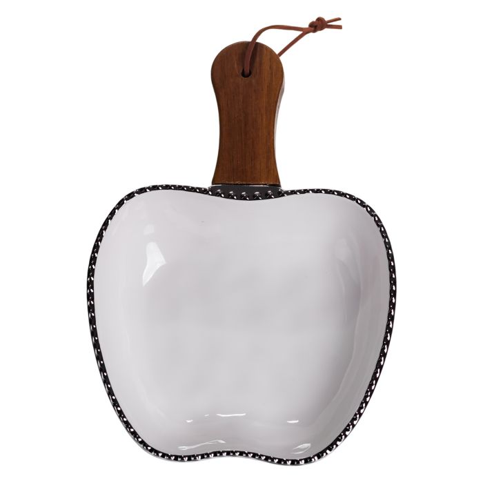 Тарілка порцелянова глибока з ручкою Яблуко 23×16×4 (см) блюдо сервірувальне з ручкою для подачі тарілка сковорода Срібло ZJH-15-1 (ZJH-15-1) - изображение 1