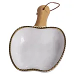 Тарілка порцелянова глибока з ручкою Яблуко 23×16×4 (см) блюдо сервірувальне з ручкою для подачі тарілка сковорода Золото ZJH-14-1 (ZJH-14-1)