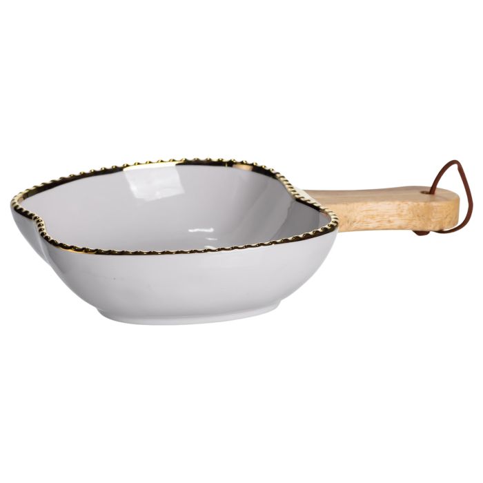 Тарілка порцелянова глибока з ручкою Яблуко 23×16×4 (см) блюдо сервірувальне з ручкою для подачі тарілка сковорода Золото ZJH-14-1 (ZJH-14-1) - изображение 3