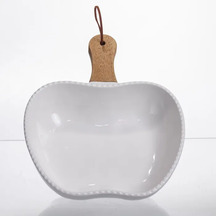 Тарілка порцелянова глибока з ручкою Яблуко 25×20×5 (см) Білий ZJH-15-6 (ZJH-15-6) - зображення 2