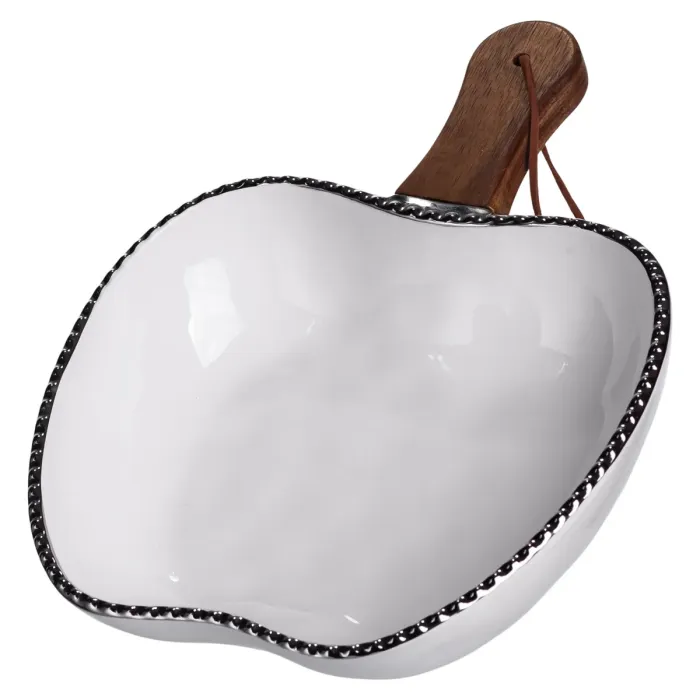 Тарілка порцелянова глибока з ручкою Яблуко 25×20×5 (см) з ручкою Срібло ZJH-14-4 (ZJH-14-4) - зображення 1