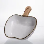 Тарілка порцелянова глибока з ручкою Яблуко 25×20×5 (см) з ручкою Золото ZJH-14-2 (ZJH-14-2)