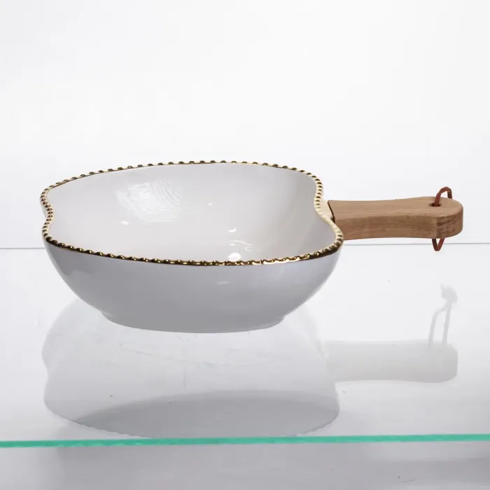 Тарілка порцелянова глибока з ручкою Яблуко 25×20×5 (см) з ручкою Золото ZJH-14-2 (ZJH-14-2) - зображення 4