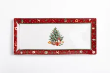Тарілка прямокутна для закусок 36×16 см новорічна для сервірування (HP-SD-4)