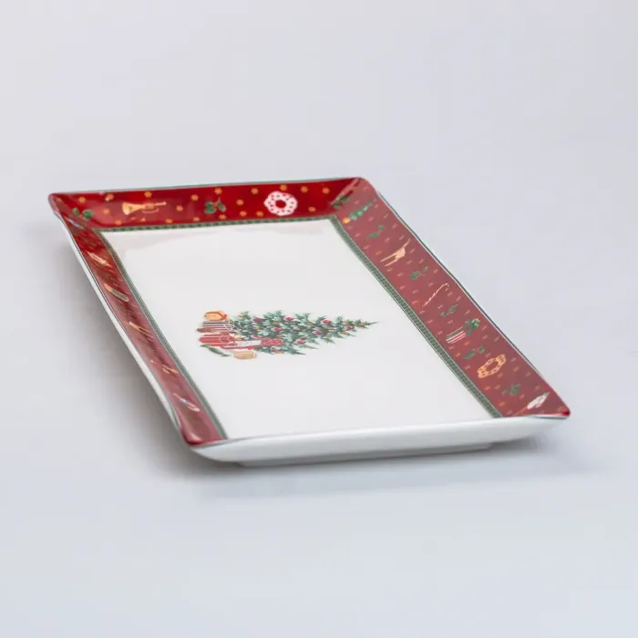 Тарілка прямокутна для закусок 36×16 см новорічна для сервірування (HP-SD-4) - зображення 2