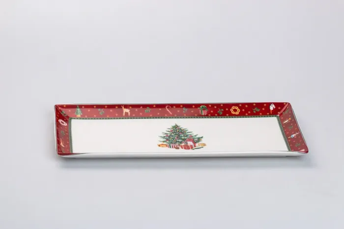 Тарілка прямокутна для закусок 36×16 см новорічна для сервірування (HP-SD-4) - зображення 3