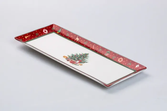 Тарілка прямокутна для закусок 36×16 см новорічна для сервірування (HP-SD-4) - зображення 4