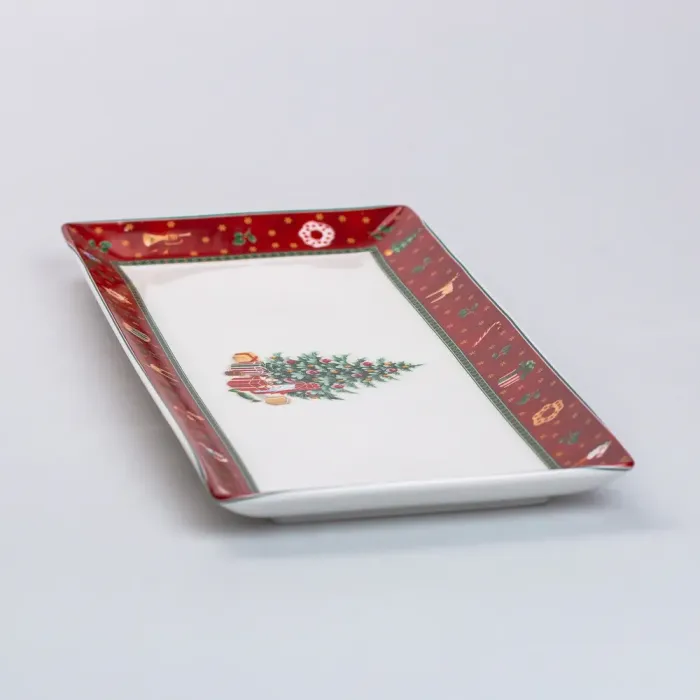 Тарілка прямокутна для закусок 36×16 см новорічна для сервірування (HP-SD-4) - зображення 5