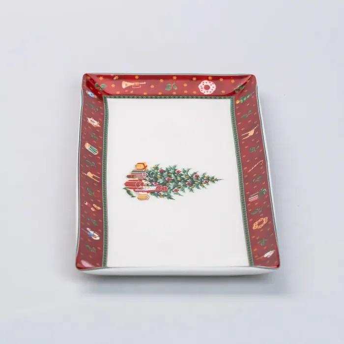 Тарілка прямокутна для закусок 36×16 см новорічна для сервірування (HP-SD-4) - зображення 6