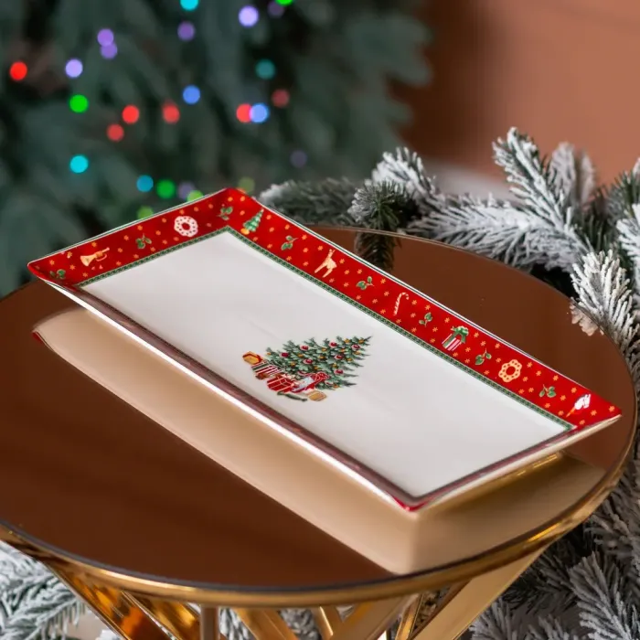Тарілка прямокутна для закусок 36×16 см новорічна для сервірування (HP-SD-4) - зображення 7