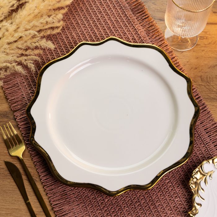 Тарілка сервірувальна порцелянова Antique White 25 см Yiwu HKPP-10 (HKPP-10) - зображення 2