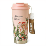 Термочашка 520 мл з отвором для трубочки і подвійним відкриванням рожевий HP-FM-352-2 (HP-FM-352-2)