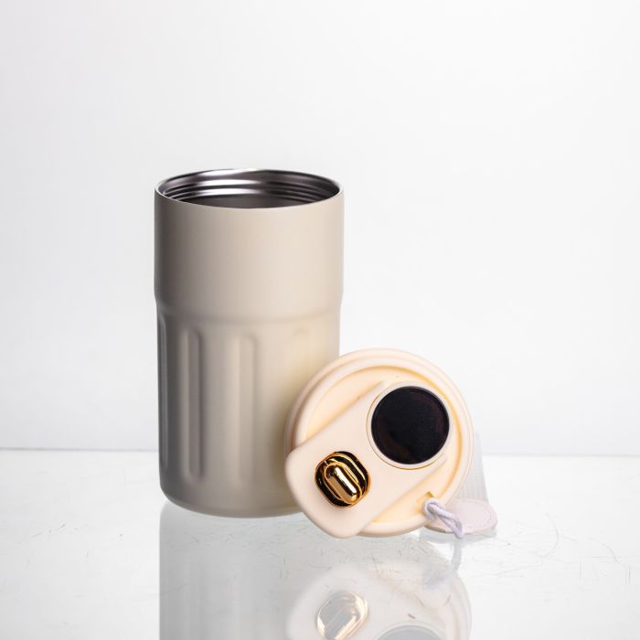 Термочашка Coffee 400 мл з ремінцем та датчиком температури, білий Yiwu HP-GM-2 (HP-GM-2) - изображение 5