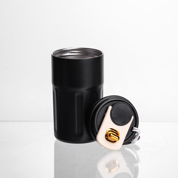 Термочашка Coffee 400 мл з ремінцем та датчиком температури, чорний Yiwu HP-GM-3 (HP-GM-3) - изображение 5